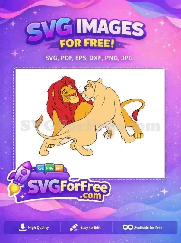 Free Simba Red Mane Free Nala Affectionate Lion King Free SVG Free Simba Red Mane Free Nala Affectionate Lion King Free SVG