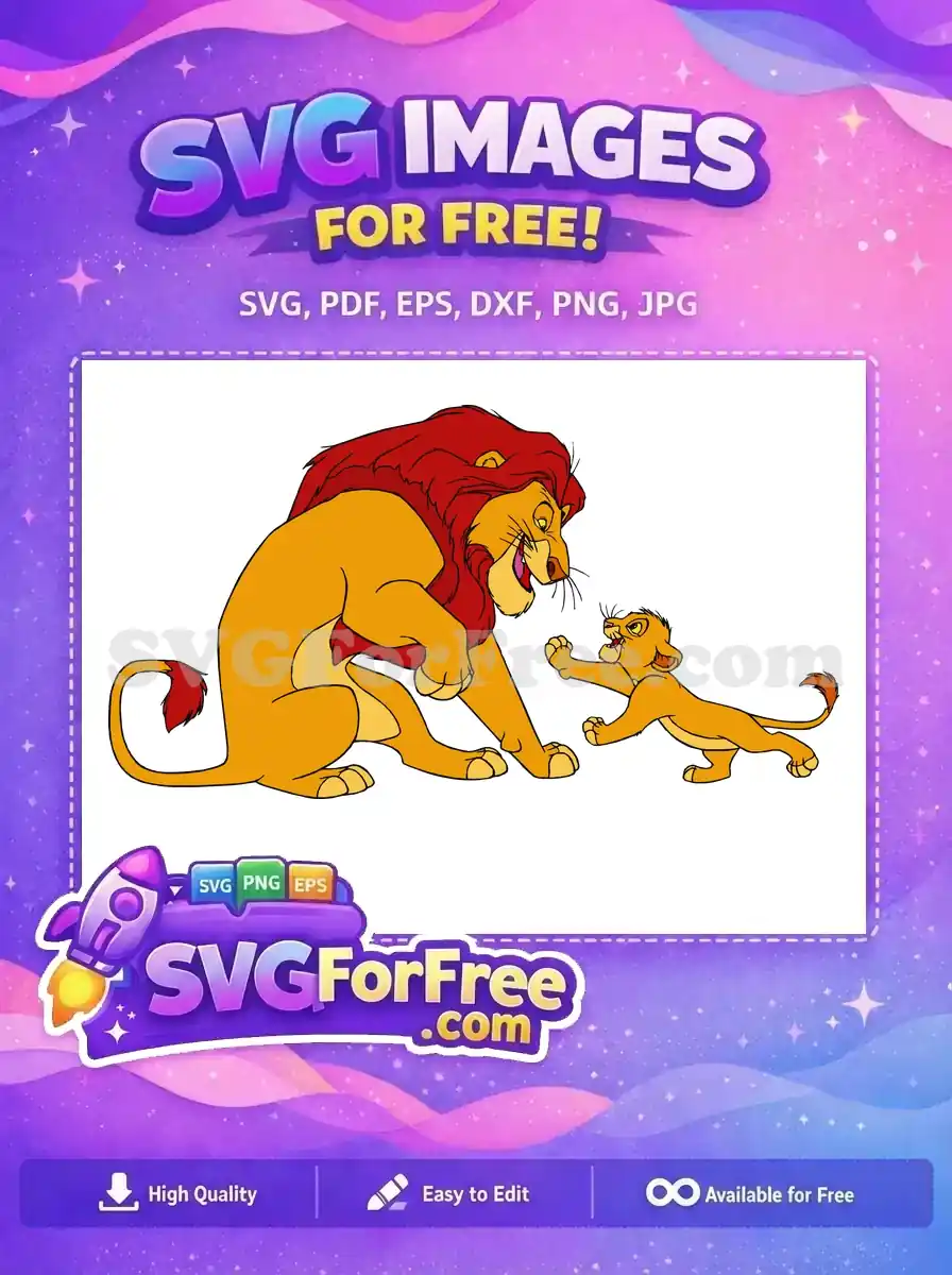 Free Mufasa Simba Hug Free Playful Scene Lion King Free SVG