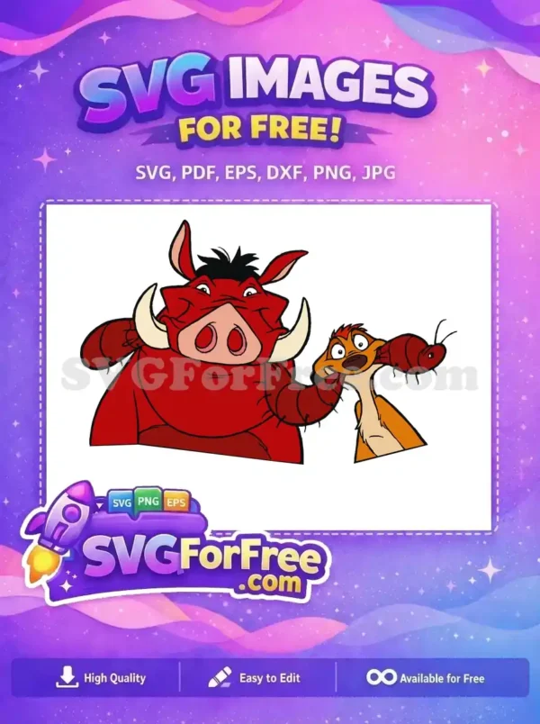 Free Cheerful Pumbaa Free Timon Eating Bugs Lion King Free SVG
