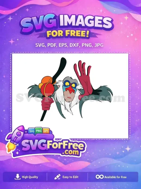 Free Rafiki Staff Free Colorful Mandrill The Lion King Free SVG 1