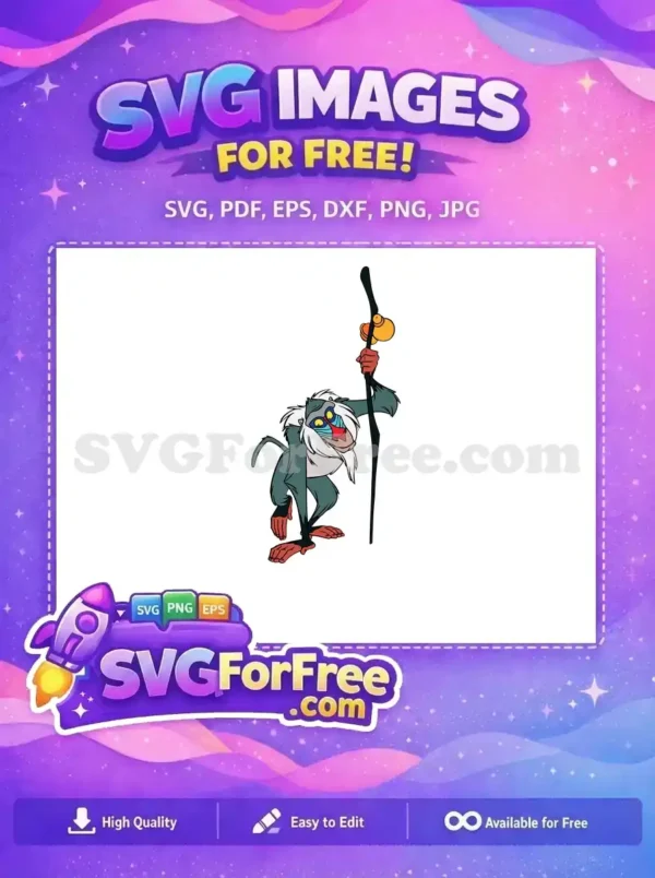 Free Rafiki Staff Pose Free Colorful Character The Lion King Free SVG