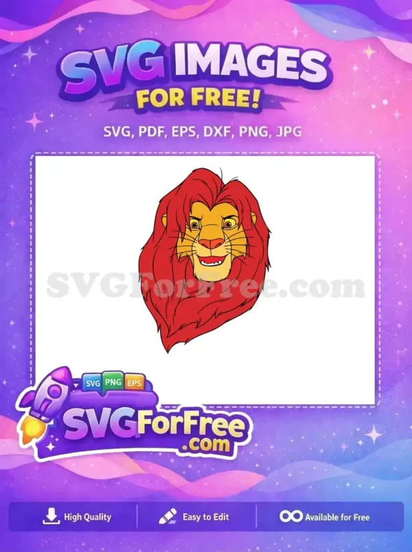 Free Simba Face Free Red Mane The Lion King Free SVG
