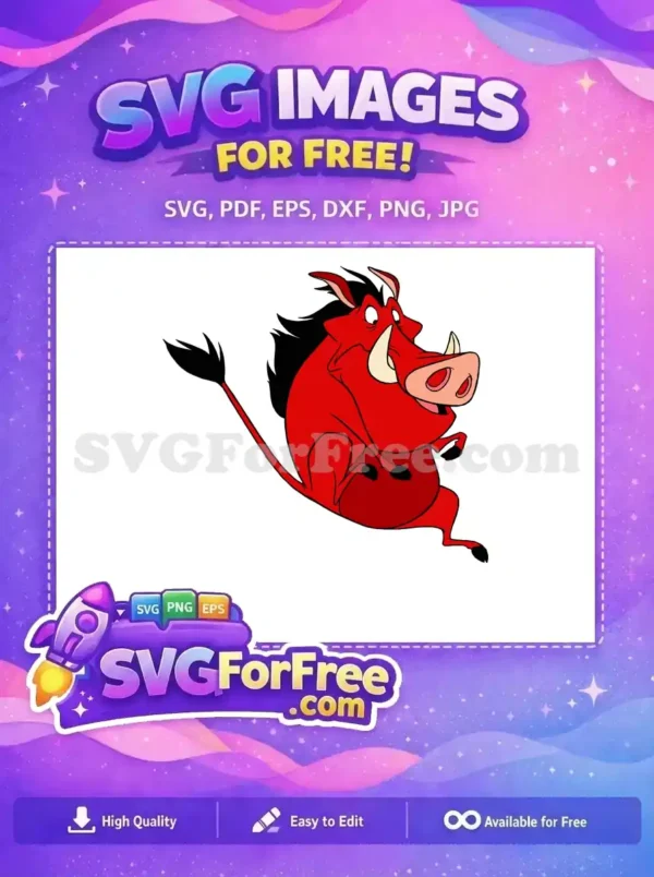 Free Joyful Pumbaa Free Cartoon Character The Lion King Free SVG