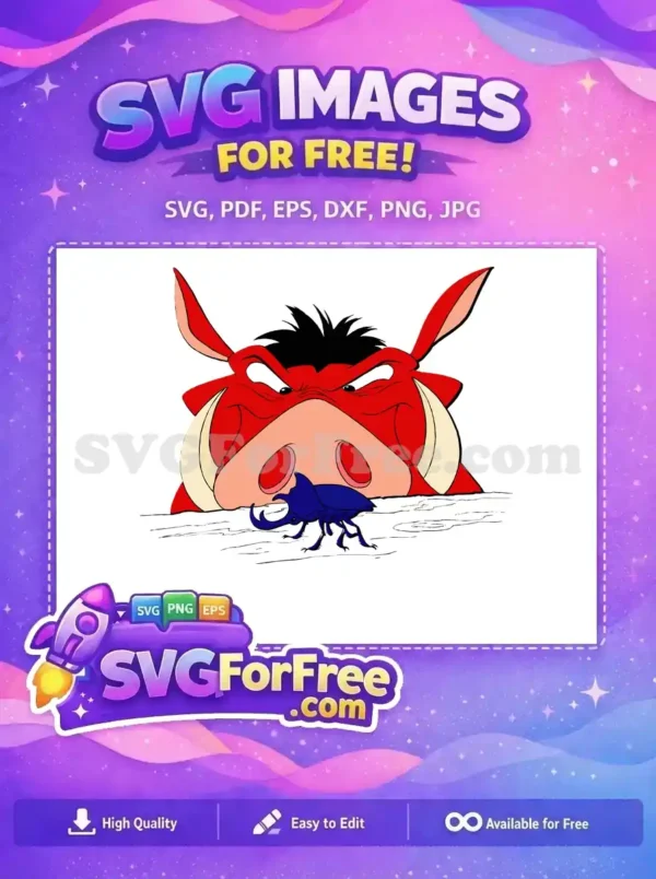 Free Angry Warthog Face Free Beetle Snack The Lion King Free SVG