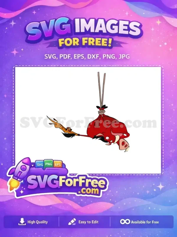 Free Timon Holding Free Pumbaa Upside Down The Lion King Free SVG