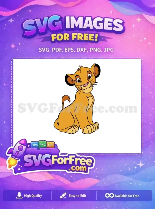 Free Playful Simba Free Sitting Pose The Lion King Free SVG