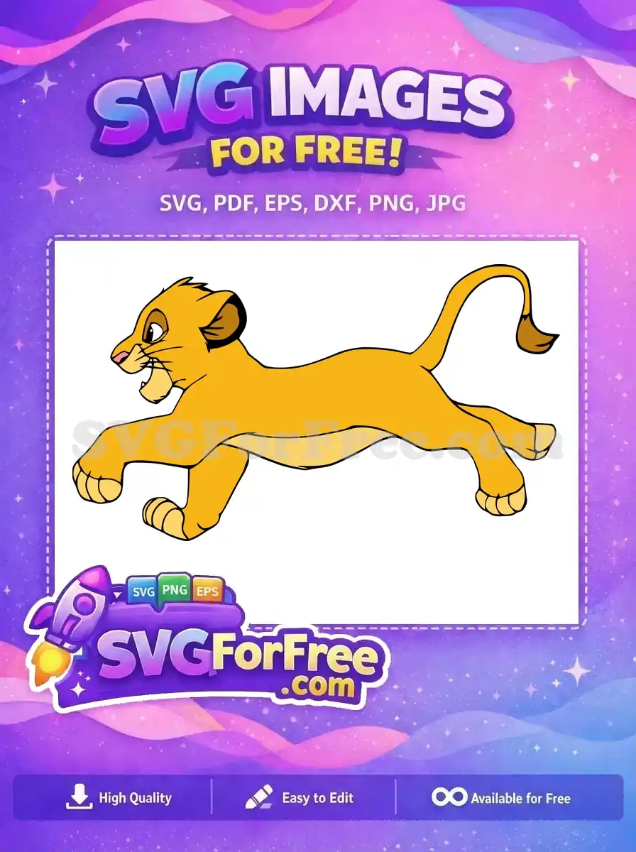 Free Simba Running Free Young Lion King Free SVG 2