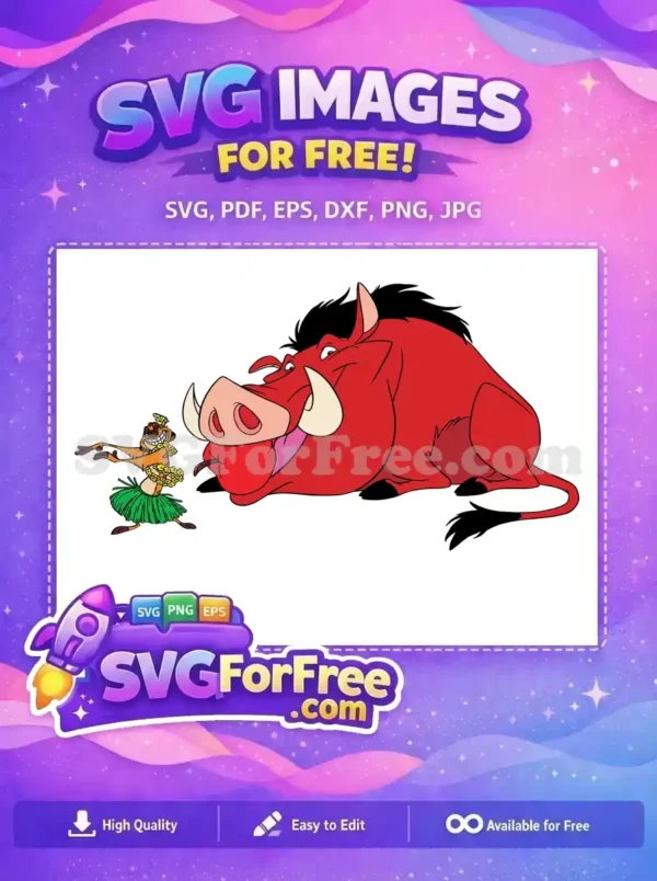 Free Hula Timon Free Red Pumbaa The Lion King Free SVG
