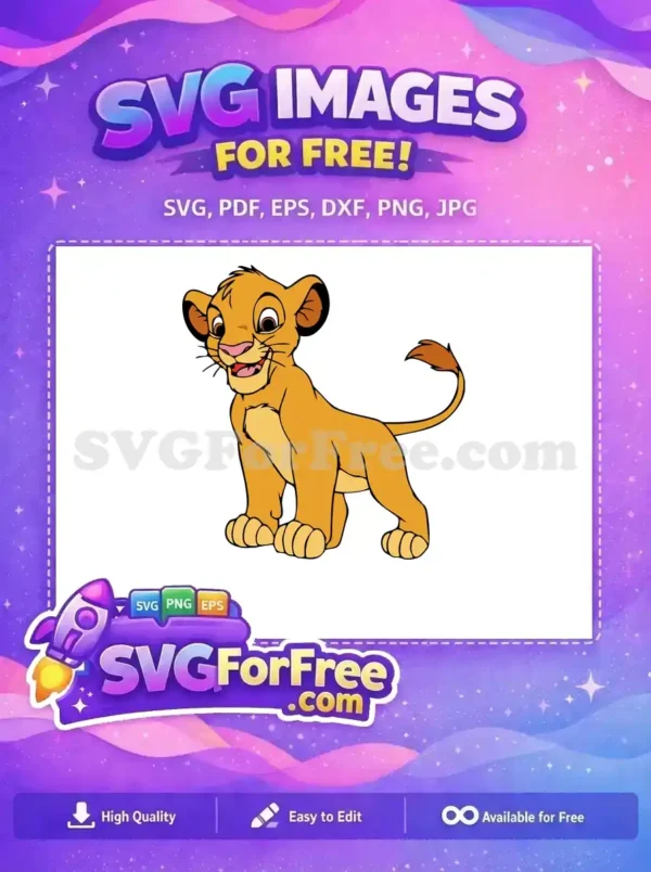 Free Smiling Simba Cub Free Playful Pose The Lion King Free SVG 1