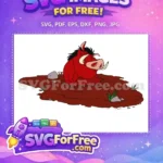 Free Red Pumbaa Mud Bath Free Happy Expression The Lion King Free SVG - Instant Download
