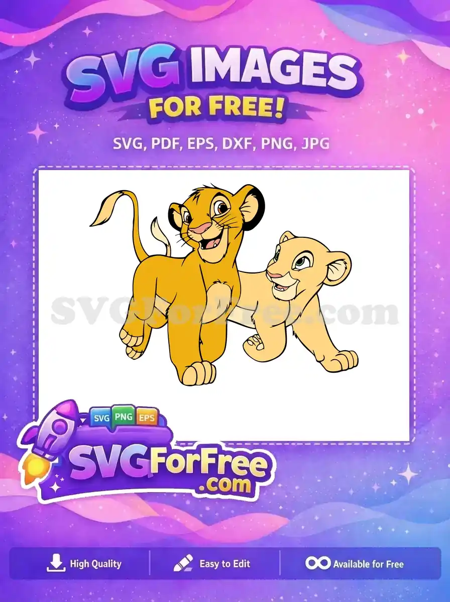 Free Simba Nala Happy Free Playful The Lion King Free SVG