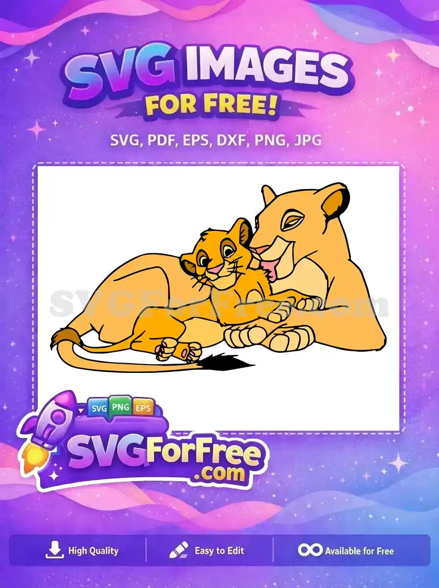 Free Simba Nala Hugging Free Cute Lions The Lion King Free SVG