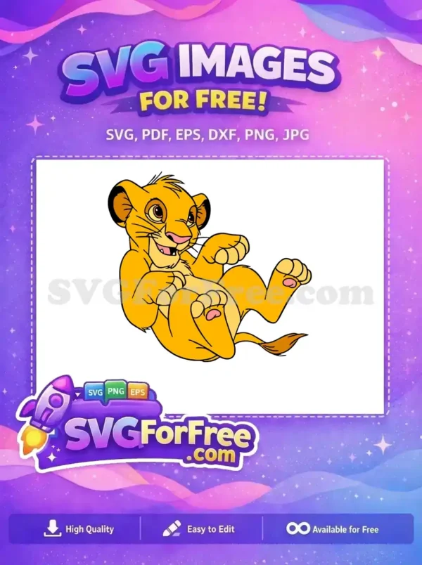 Free Playful Simba Free Lying Position The Lion King Free SVG
