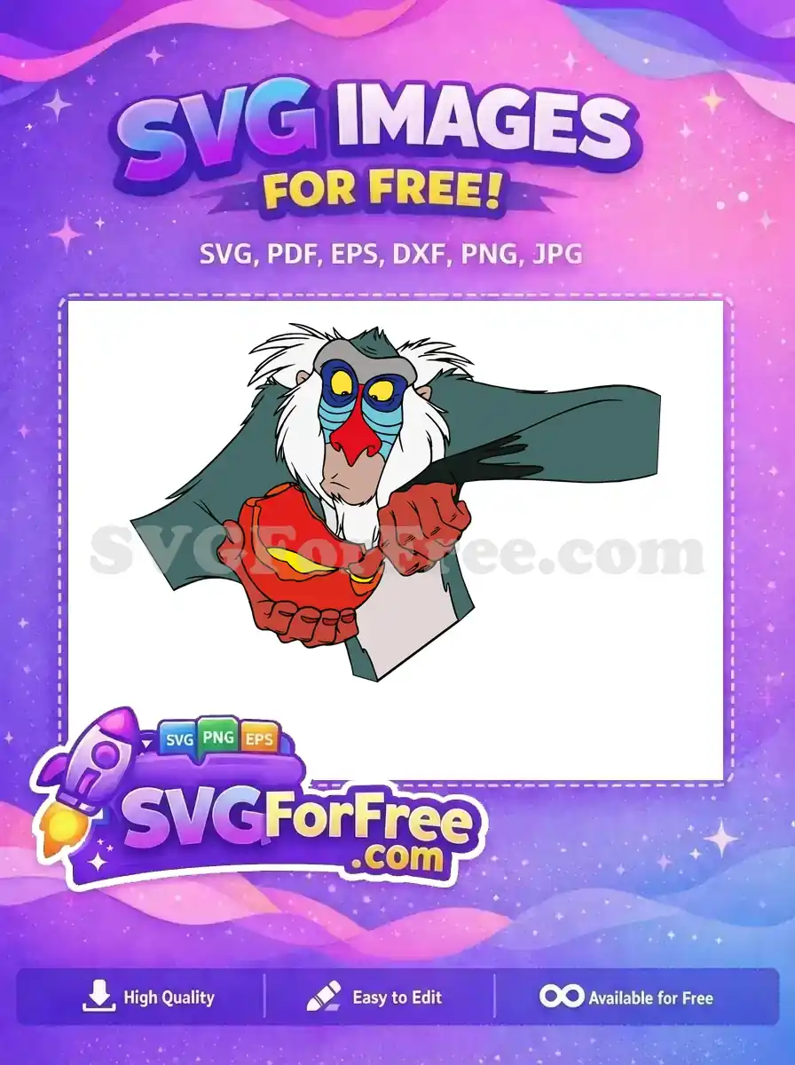 Free Rafiki Mandrill Holding Fruit Free Lion King Movie Free SVG
