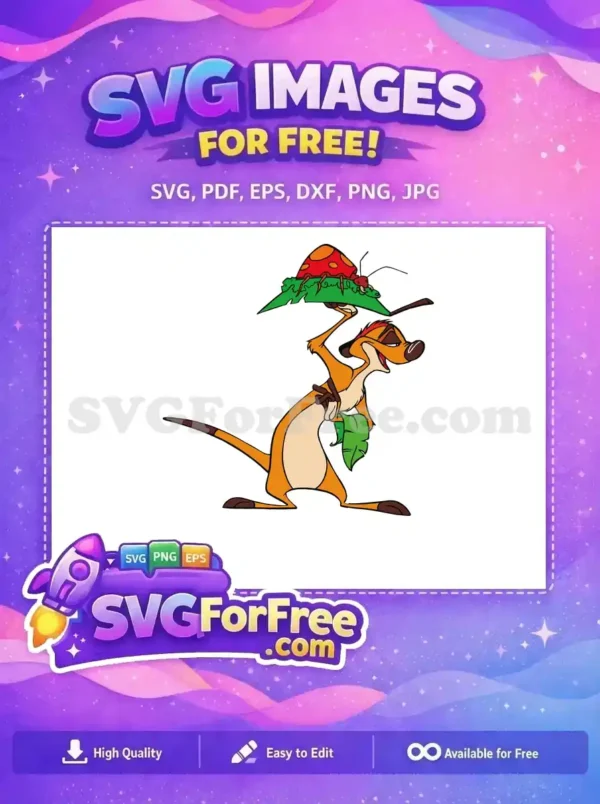 Free Timon with Bug Free Holding Leaf The Lion King Free SVG