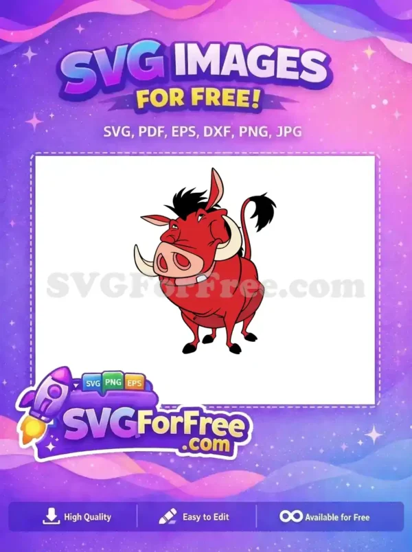 Free Red Pumbaa Smirking Free Cartoon Pose The Lion King Free SVG