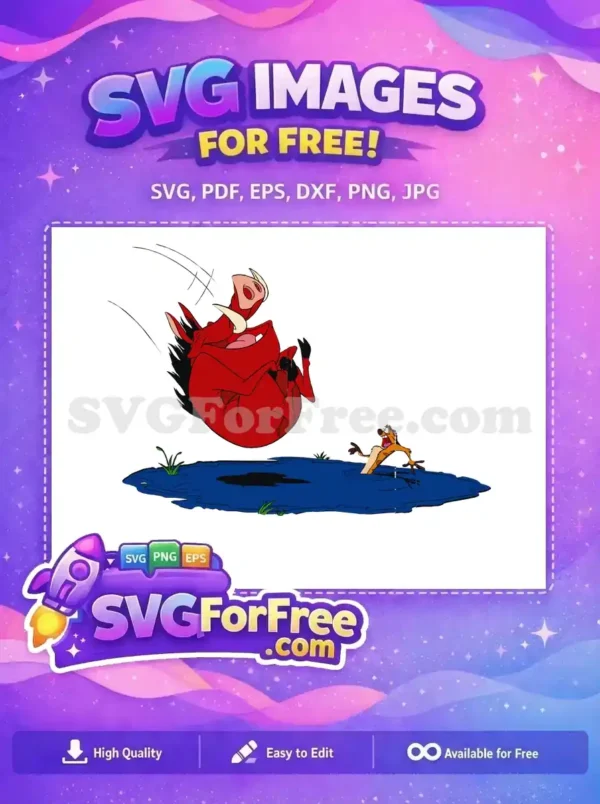 Free Red Pumbaa Jumping Free Timon Scared The Lion King Free SVG