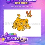 Free Playful Simba Butterfly Free Happy Lion King Free SVG - Instant Download