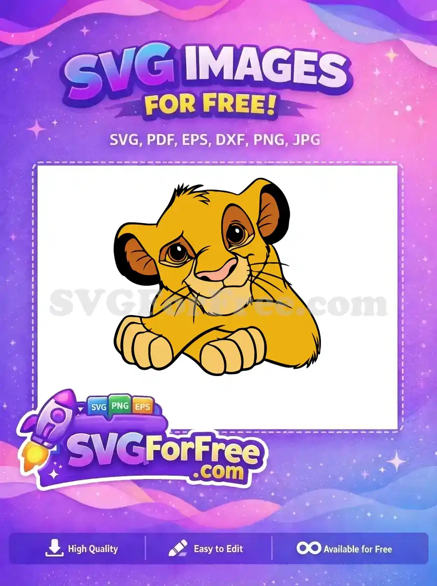 Free Simba Cub Face Free Gentle Expression Lion King Free SVG
