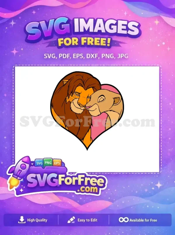 Free Simba Nala Affectionate Free Heart Shape The Lion King Free SVG