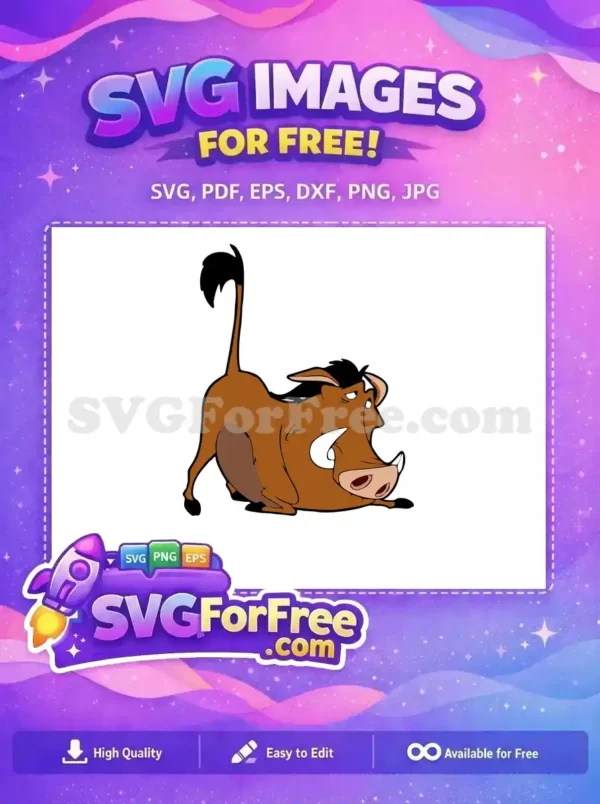Free Pumbaa Angry Expression Free Exaggerated Pose Lion King Free SVG