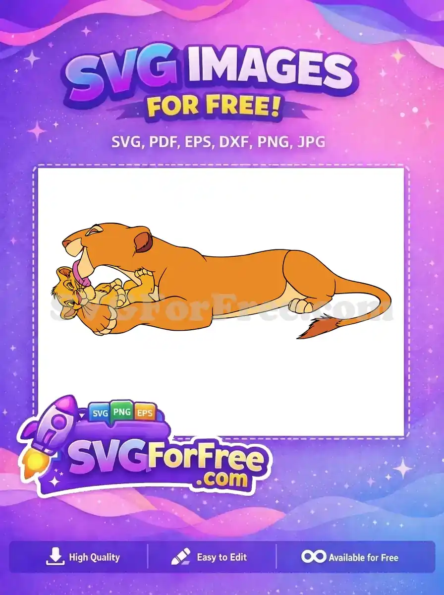 Free Mother Licking Free Simba Hugging Lion King Free SVG