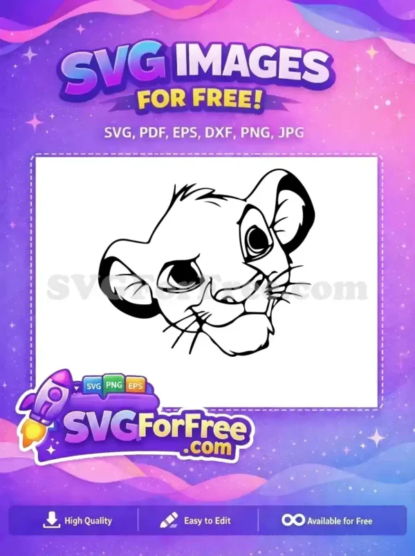 Free Simba Cub Face Free Curious Eyes The Lion King Free SVG
