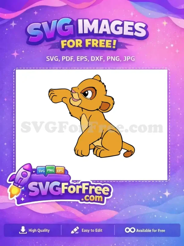 Free Simba Cub Pouncing Free Playful Expression The Lion King Free SVG