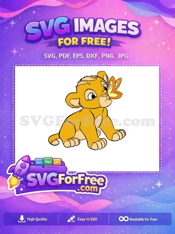 Free Simba Butterfly Nose Free Cute Cub The Lion King Free SVG