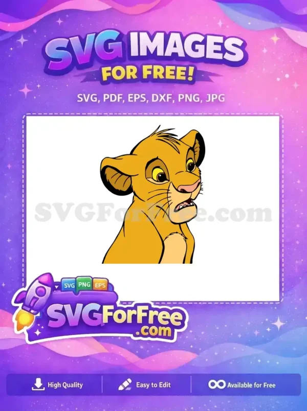 Free Scared Simba Expression Free Open Mouth The Lion King Free SVG
