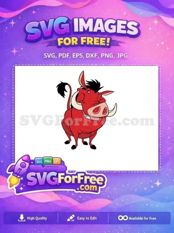 Free Smiling Pumbaa Free Detailed Tusks The Lion King Free SVG