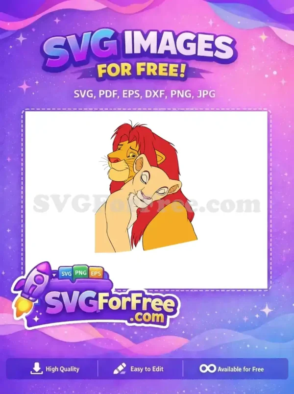 Free Simba Sad Free Nala Hug The Lion King Free SVG