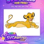Free Lying Down Free Playful Simba The Lion King Free SVG - Instant Download