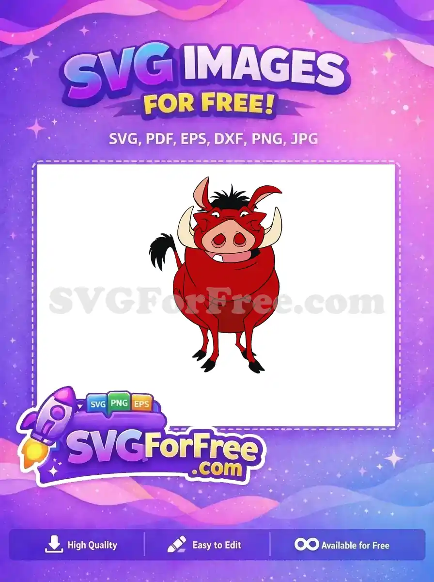 Free Red Smiling Pumbaa Free Cartoon Character The Lion King Free SVG