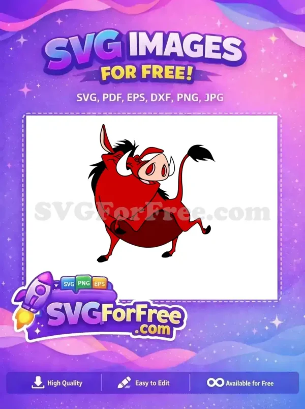 Free Pumbaa Reddish Free Joyful Expression The Lion King Free SVG