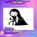 Free Stitched Sally Free Black Dress Nightmare Free SVG - Instant Download