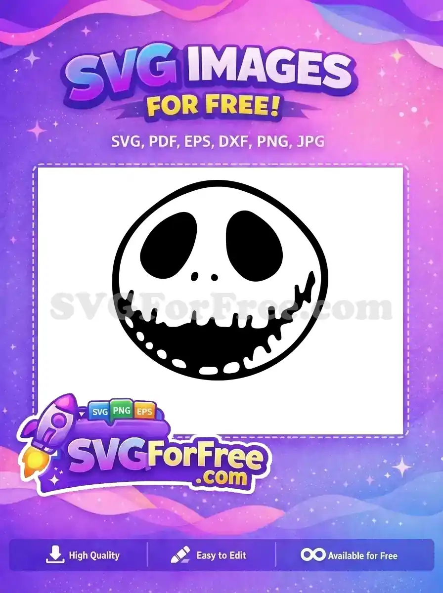Free Smiling Jack Skellington Face Free Nightmare Before Christmas Free SVG