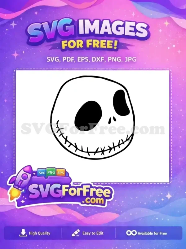 Free Jack Skellington Face Free Simple Line The Nightmare Before Christmas Free SVG