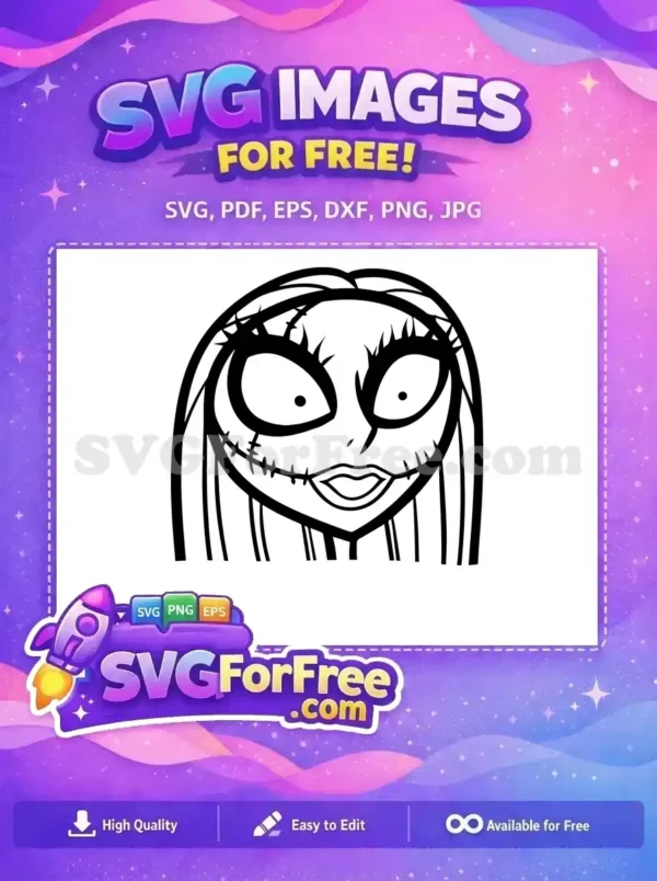 Free Stitched Mouth Free Wide Eyes Nightmare Before Christmas Free SVG 2