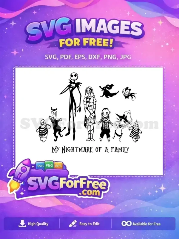 Free Skellington Family Free Cartoon Characters Nightmare Before Christmas Free SVG