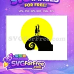 Free Jack Sally Silhouette Free Yellow Moon Nightmare Before Christmas Free SVG - Instant Download