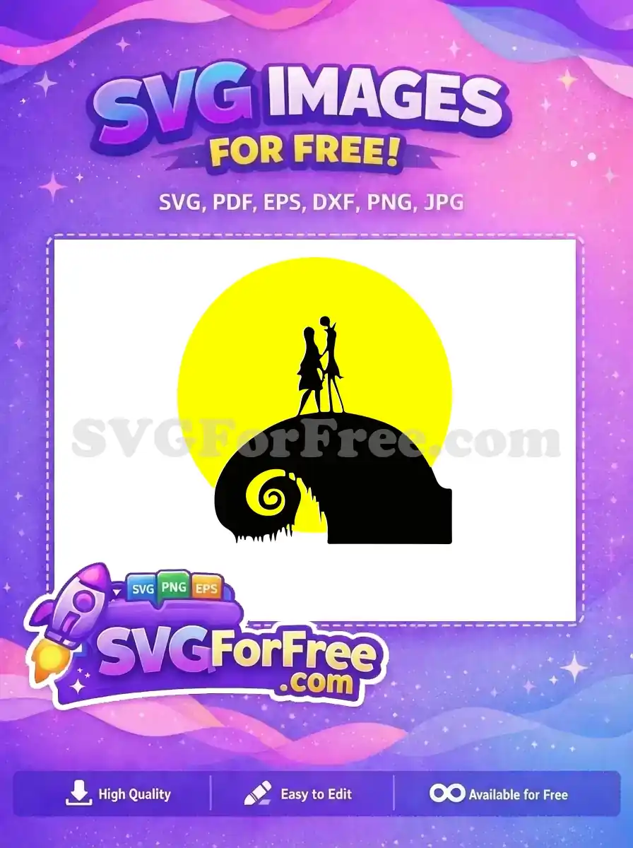 Free Jack Sally Silhouette Free Yellow Moon Nightmare Before Christmas Free SVG