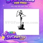 Free Pointing Jack Skellington Free Cemetery Silhouette The Nightmare Before Christmas Free SVG - Instant Download