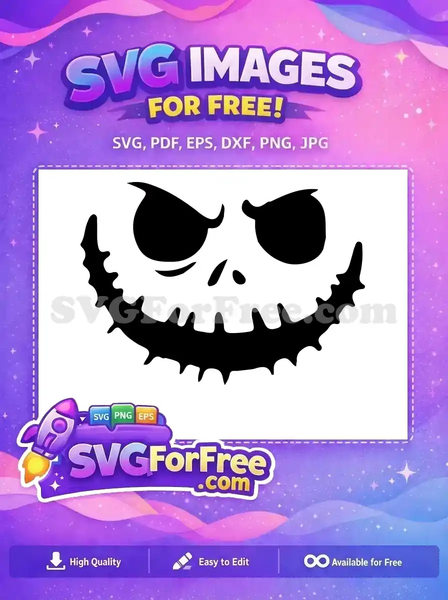Free Spooky Grin Free Monotone Face The Nightmare Before Christmas Free SVG