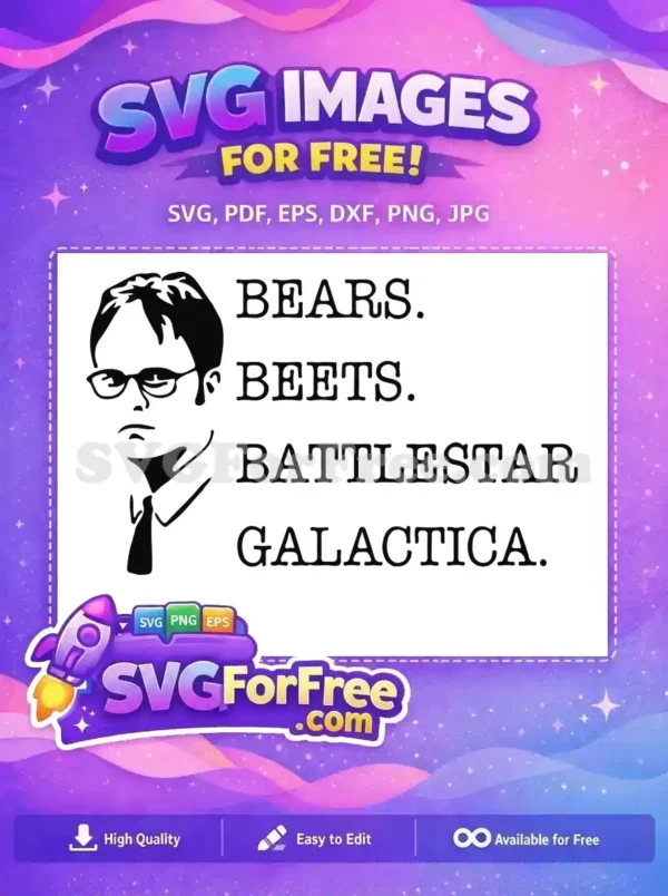 Free Dwight Schrute Portrait Free Bears Beets Battlestar Galactica Free SVG
