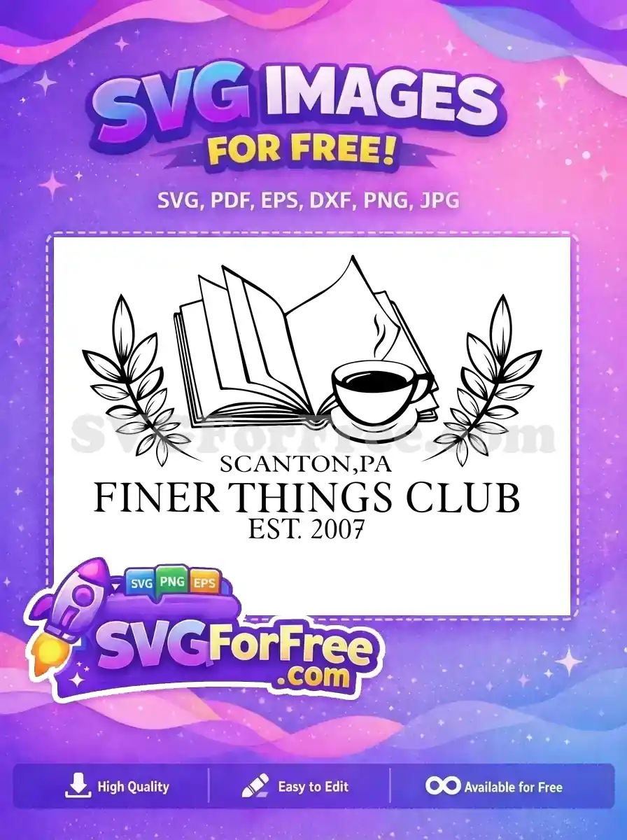 Free Book and Coffee Free Finer Things Club Free SVG