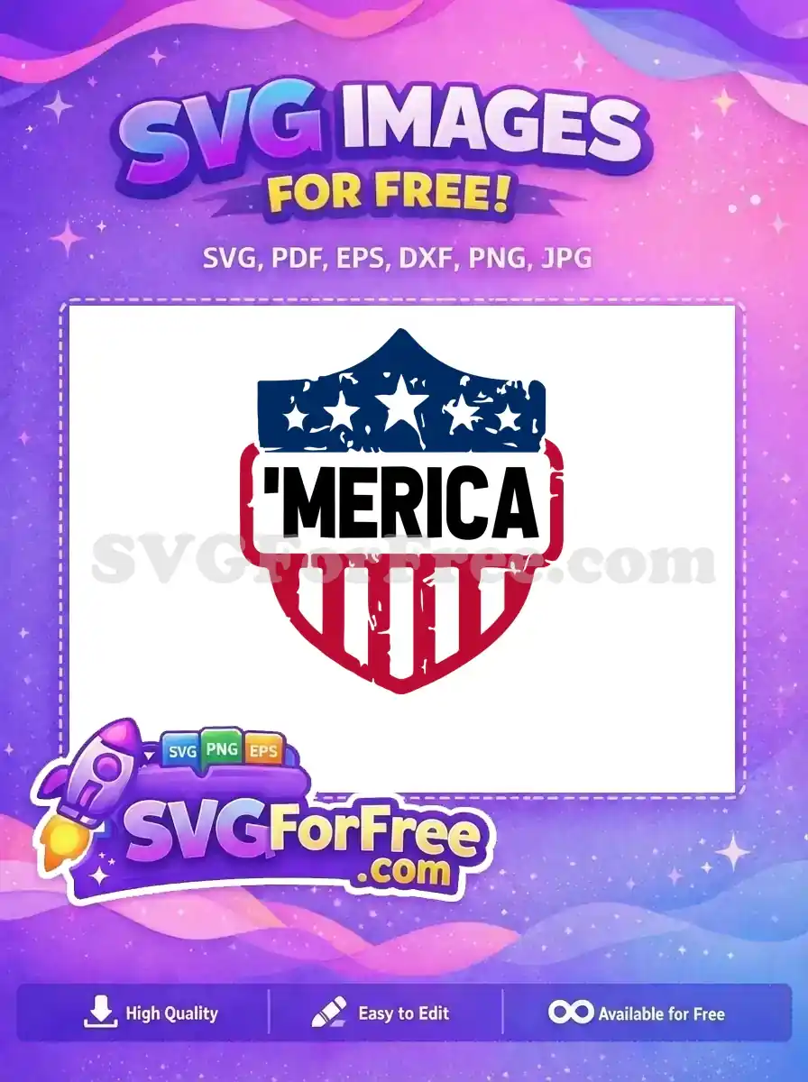 Free Patriotic Shield Free Merica July 4th Free SVG