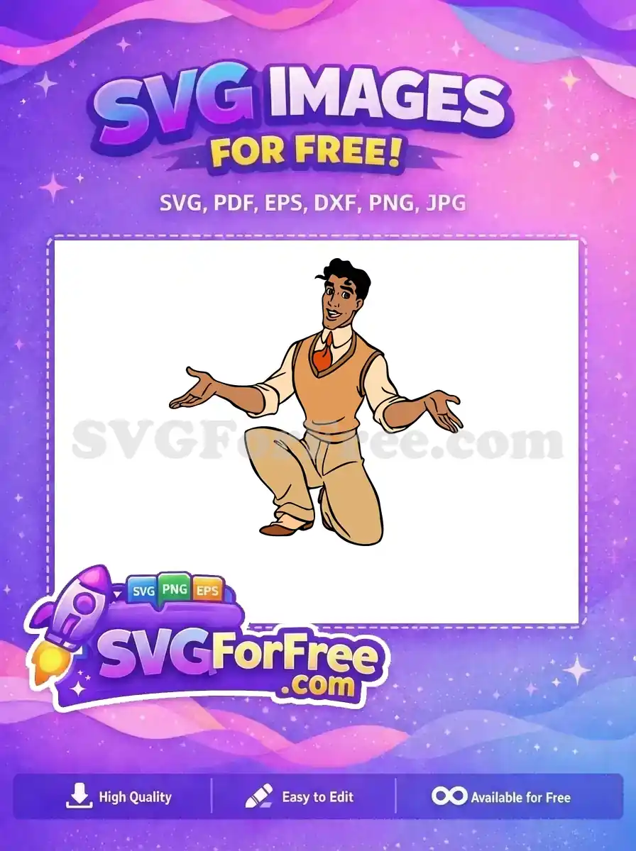 Free Orange Tie Free Kneeling Pose Tiana Free SVG