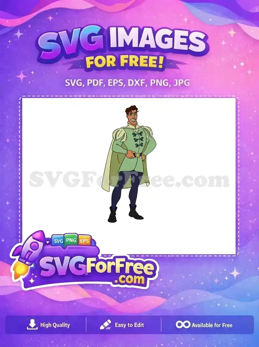 Free Smiling Prince Free Green Outfit Princess and Frog Free SVG
