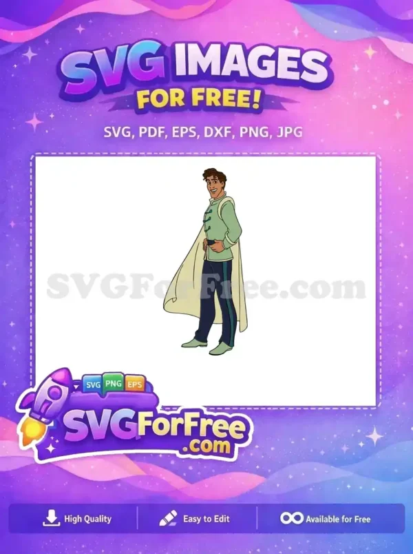 Free Smiling Prince Green Outfit Free Cape Tiana Free SVG
